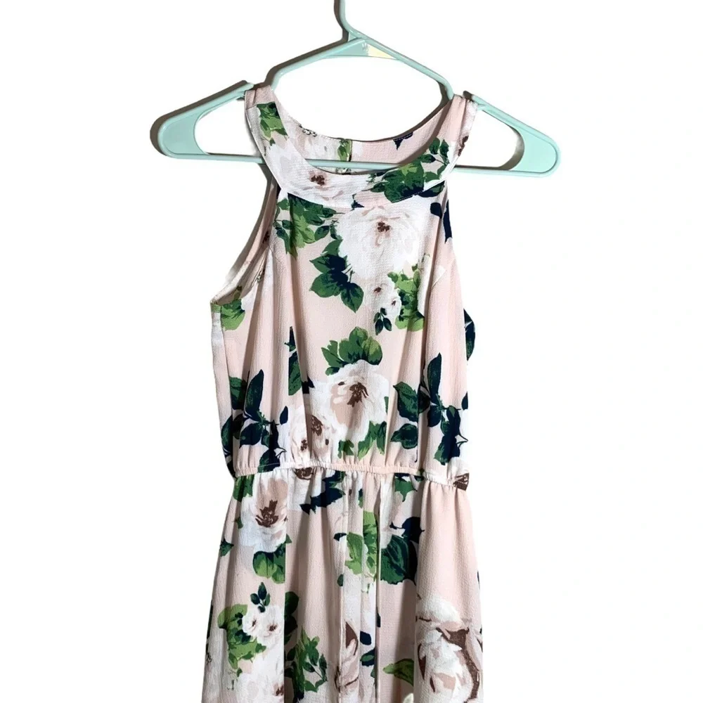 Francesca’s Trixxi Blush Floral Maxi Romper Size Small - Picture 4 of 15